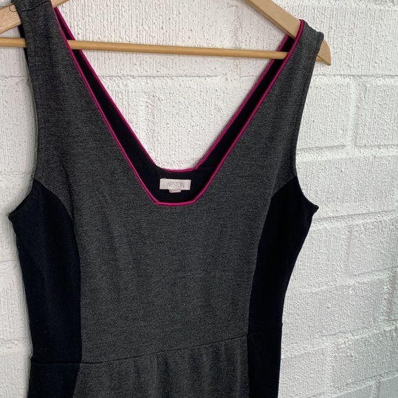 Anthropologie Weston Sheath Gray Pink Bodycon Stretch Dress sz M - Picture 4 of 7